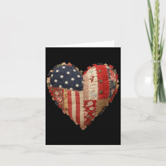 Carte Cœur en patchwork patriotique Drapeau Americana Fo