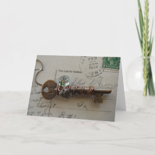 Carte Coeur et clé Mélange de support Collier Encore Vie