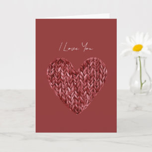 Carte Cœur Faux Knitt Rouge Je T'aime