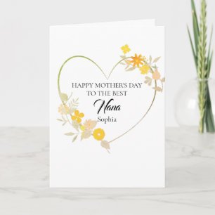 Carte Cœur floral personnalisé avec le nom de Nana pour 
