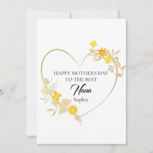 Carte Cœur floral personnalisé avec le nom de Nana pour 