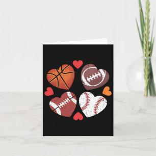 Carte Cœur Football Basket-ball Baseball Saint-Valentin