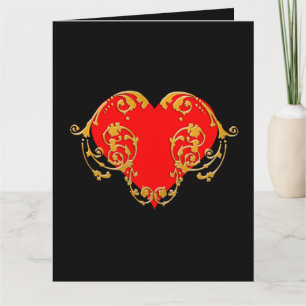 Carte Cœur gothique rouge romantique audacieux pour la S