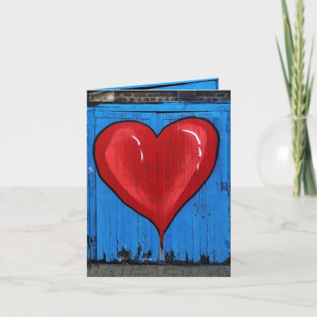 Carte Cœur graffiti, mur bleu, Saint-Valentin, Meilleure (Devant)