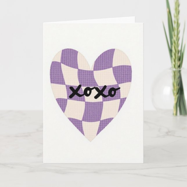 Carte cœur graphique Xoxo lavande (Devant)