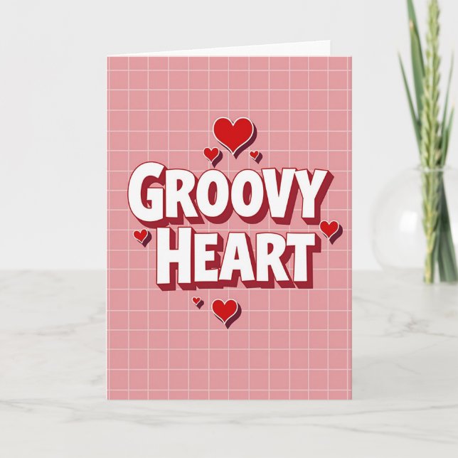 Carte Cœur Groovy Rose (Devant)