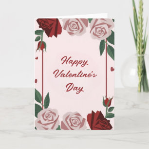 Carte Coeur Heureuse Sainte-Valentin Floral Rose