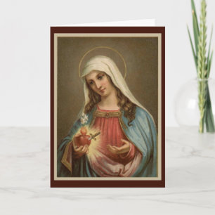 Carte Cœur immaculé de Marie Anniversaire avec lis à épé