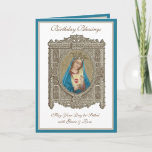 Carte Cœur Immaculé Vierge Marie Religieux Anniversaire 