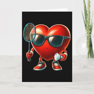 Carte Cœur jouant à Dminton Saint-Valentin Saint-Valenti