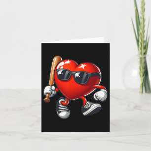 Carte Cœur jouant au baseball drôle de la Saint-Valentin