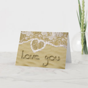 Carte Coeur "Love you" écrit dans Sable