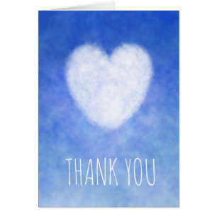 Carte Coeur Merci bleu et blanc