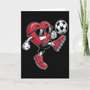 Carte Coeur Mignon Jouant au Football à la Saint-Valenti