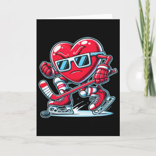 Carte Cœur mignon jouant au hockey sur glace pour la Sai