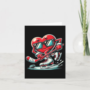 Carte Coeur mignon Jouer de hockey sur glace Valentines 
