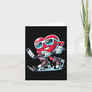 Carte Coeur mignon Jouer de hockey sur glace Valentines