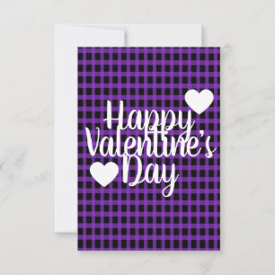 Carte Coeur moderne de la Saint-Valentin à carreaux viol