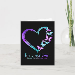 Carte Coeur papillon Je suis un survivant Prévention du
