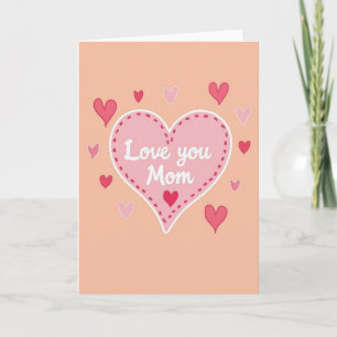 Carte cœur pastel « Je t'aime maman »