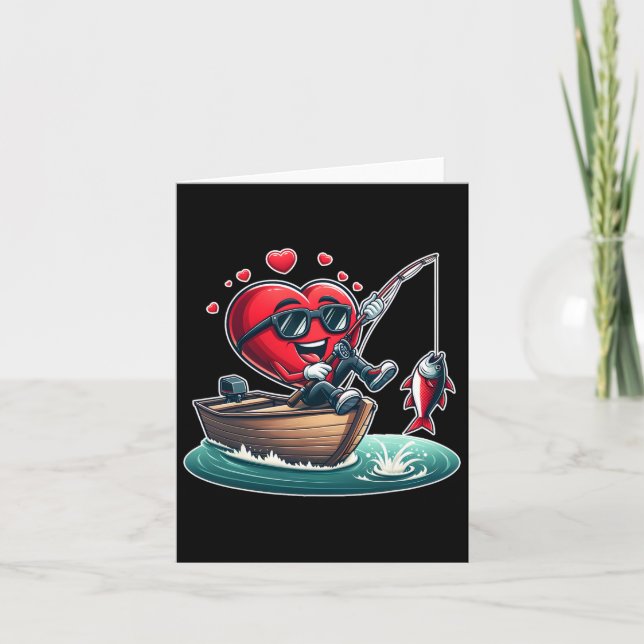 Carte Coeur Pêche Valentines Jour Hommes Femmes Garçons  (Devant)