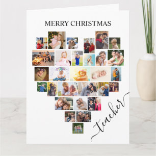 Carte Cœur Photo Collage Script Enseignant Vacances