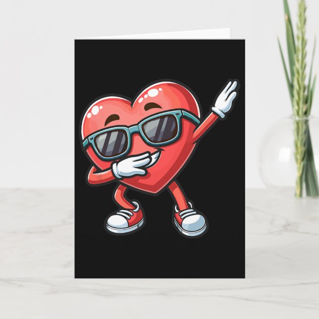 Carte Cœur qui Dab Funny Dab Danse Enfants pour la Saint (Devant)