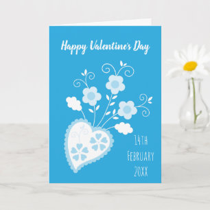 Carte Cœur romantique portugais bleu