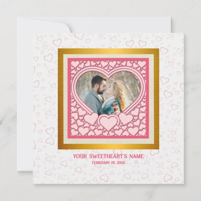 Carte Cœur Rose Élégant Joyeuse Saint-Valentin Élégante (Devant)