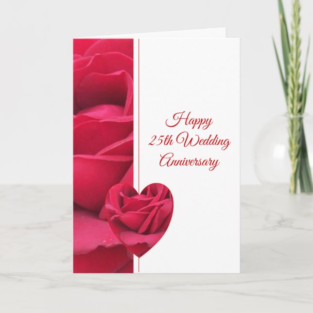 Carte Coeur rose Personnalisé 25e anniversaire Mariage (Devant)