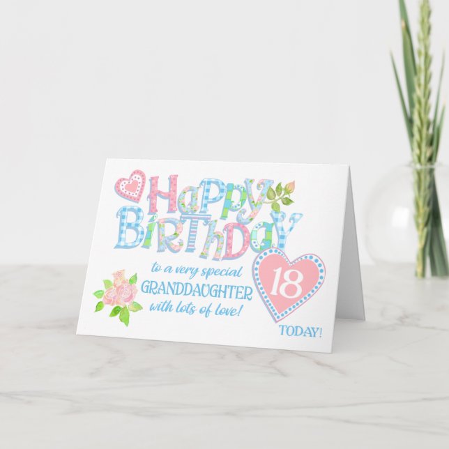 Carte Coeur Rose pour le 18e anniversaire de la pe (Devant)