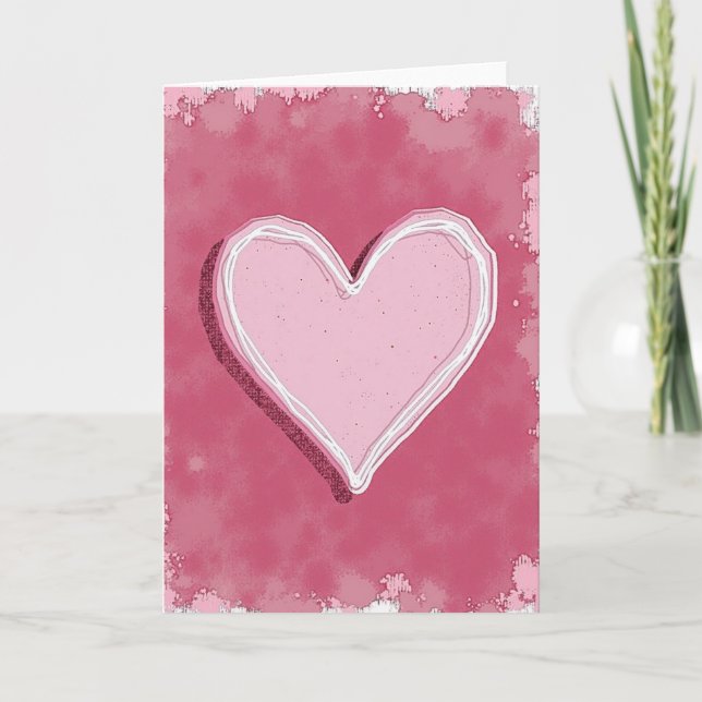 Carte Cœur Rose Romantique (Devant)