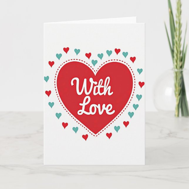 Carte Cœur Rouge Avec Amour (Devant)