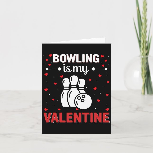 Carte Cœur rouge Cupidon Amour Graphique Bowling Est Mon (Devant)