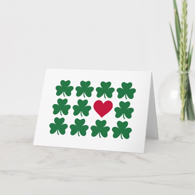 Carte coeur rouge shamrock (Devant)