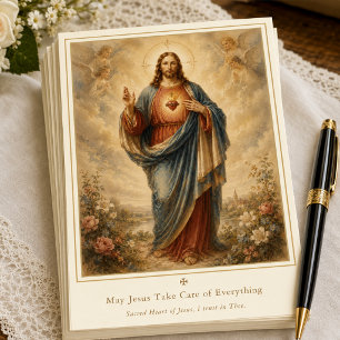 Carte Cœur Sacré de Jésus traditionnel catholique - Aban