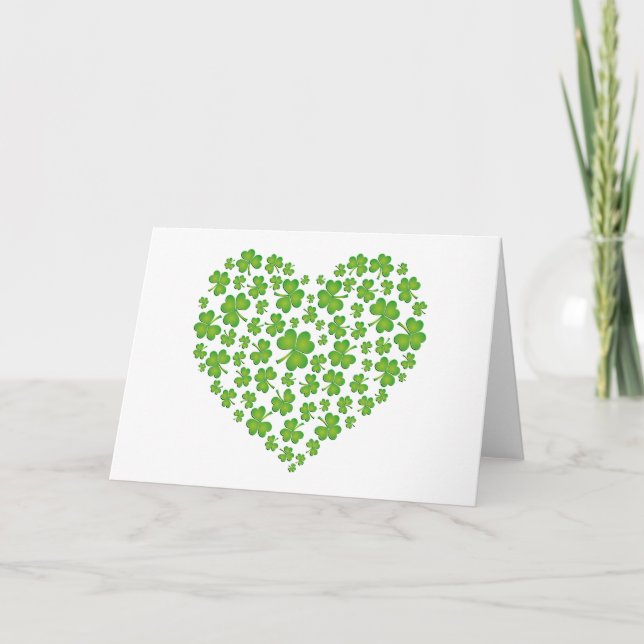 Carte Coeur Shamrock irlandais (Devant)