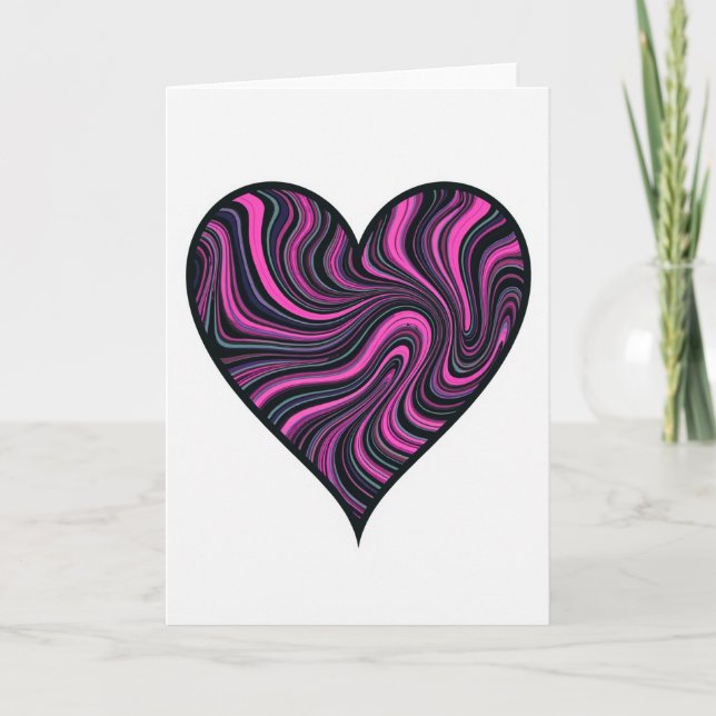 Carte cœur simple rose tourbillonnant (Devant)