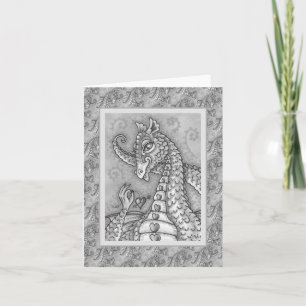 CARTE CŒUR SUR UN DRAGON ROSE VALENTINE FANTASY