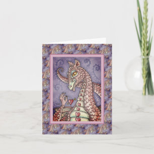 CARTE COEUR SUR UN DRAGON ROSE VALENTINE, FANTASY