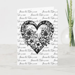 Carte Coeur tribal noir personnalisé Saint-Valentin