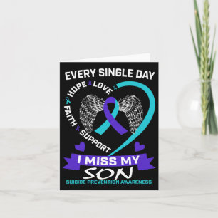Carte Coeur Turquoise pourpre Je Manque Mon Fils Suicide
