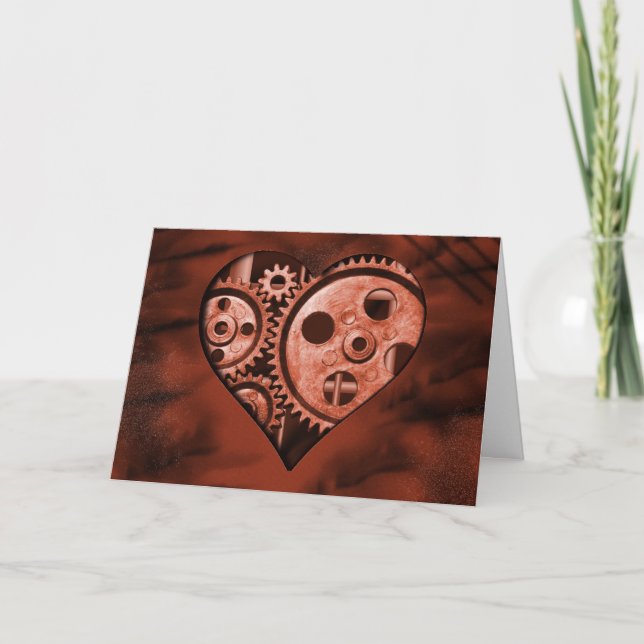 Carte Coeur Valentine Steampunk Gear (Devant)