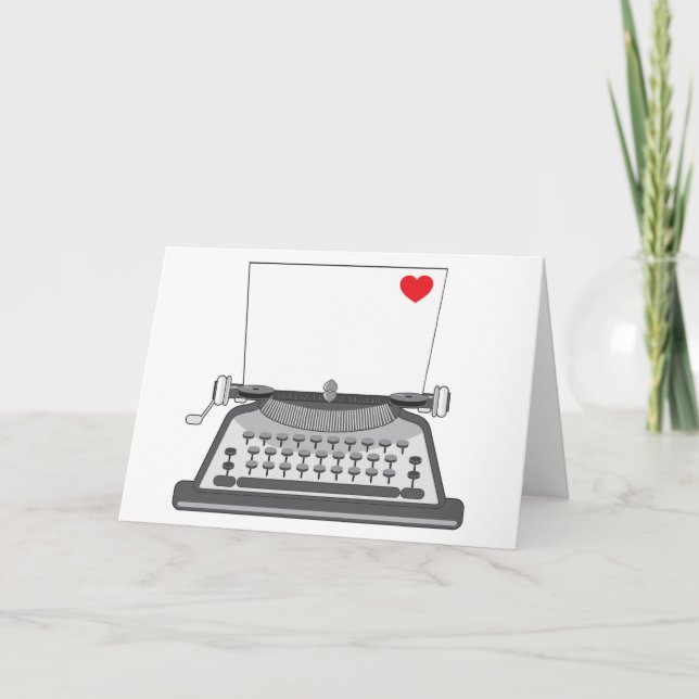 Carte Coeur vieille machine à écrire (Devant)