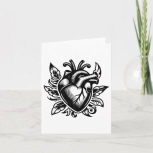 Carte Cœur Vintage Amour à l'ancienne Style de Tatouage