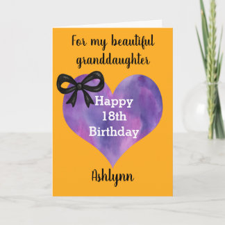 Carte Coeur Violet Halloween 18e Anniversaire Petite-fil