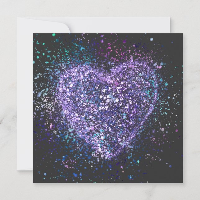 Carte Cœur Violet Peinture Éclaboussée (Devant)