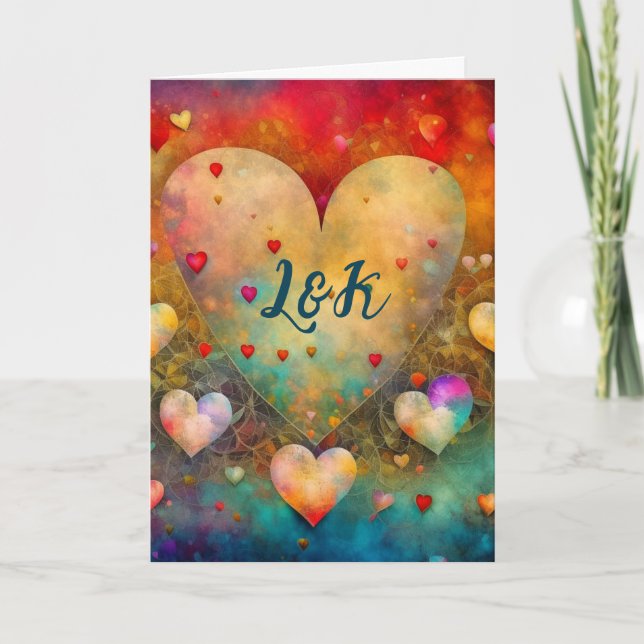 Carte Cœurs Abstraits Saint-Valentin Personnalisés (Devant)
