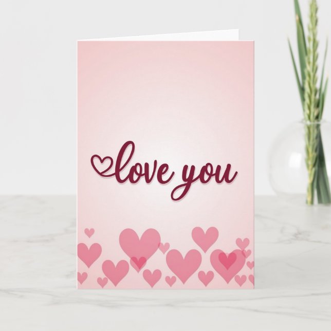 Carte Cœurs Amour Romantique Rose (Devant)