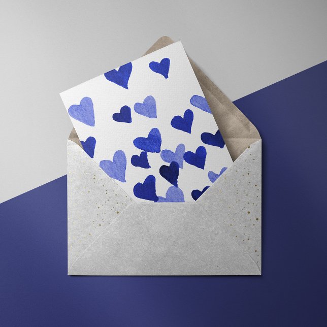 Carte Cœurs aquarelle de la Saint-Valentin – bleus (Créateur téléchargé)
